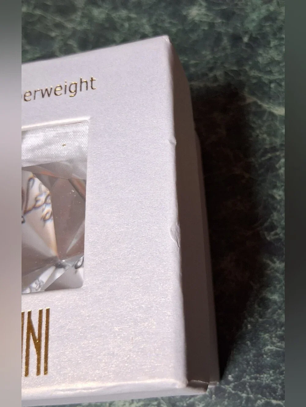 NIB Oleg Cassini Crystal Paperweight Cut Diamond Marquise Clear 2.5” 127551